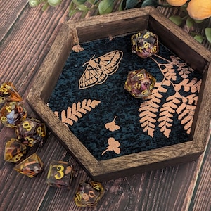 Enchanted Grove Mini Dice Rolling Tray Tabletop Games Dungeons and Dragons Pathfinder Cottagecore Witchy Moth Druid Dark Handmade Miniature