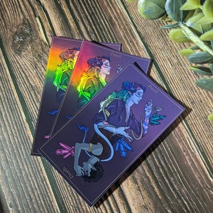 Eravien Tarot Sticker Devil Death Tiefling Original Character Artwork Holographic D&D Dungeons and Dragons Inspired