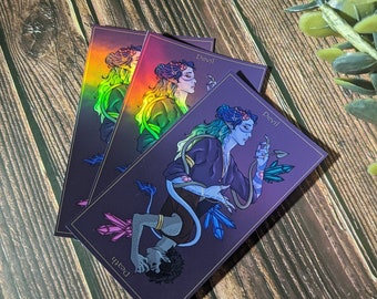 Eravien Tarot Sticker Devil Death Tiefling Original Character Artwork Holographic D&D Dungeons and Dragons Inspired