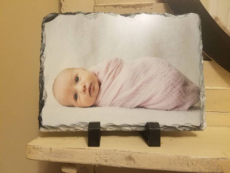 Photo Slate, 5x7 photo, Wedding gift, Engagement, newborn, Christmas gift, photo on rock, Slate photo, Home Decor, rock slate, custom photo image 4