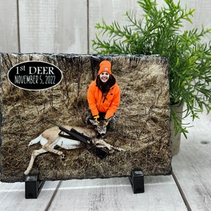Deer Photo, Rock Slate, first deer picture, 1st buck, Junior Hunter, Hunting frame, 5x7