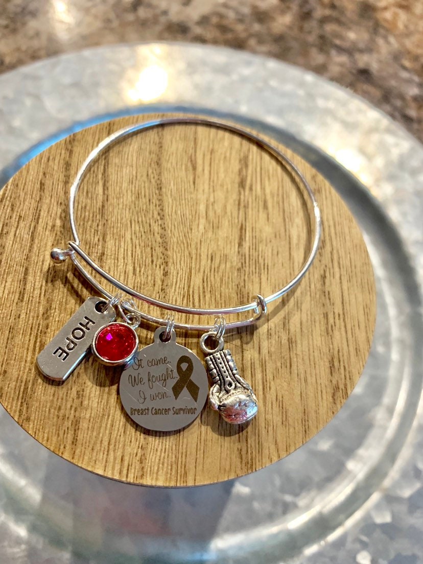 Breast Cancer Survivor Bangle Bracelet- Kids or Adult Size