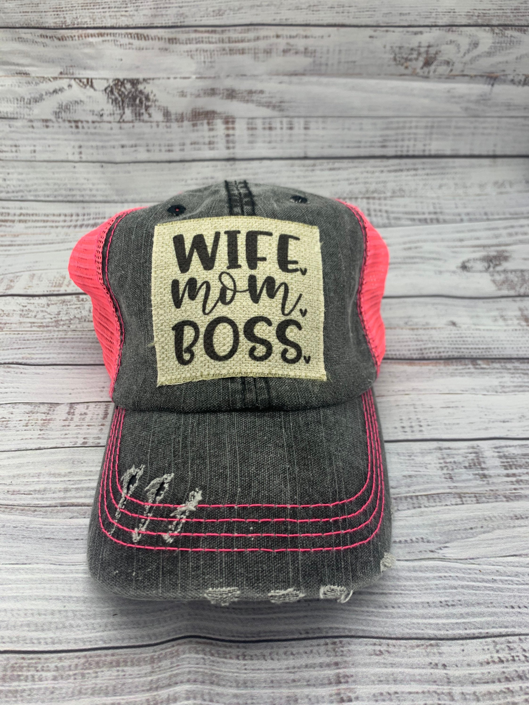 Black & Wife Mom Boss Patch Hat Bundle Mama Bear Lace Black 