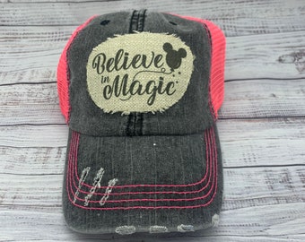 Disney Hat, Believe in Magic, mom gear, Minnie, Minnie Mouse, Disney Vacation, Mickey Mouse, Disney, Disney world, vacation, patch hat