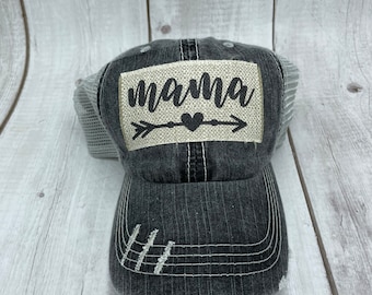 Mama hat, mom hat, mom gear, trucker hat, patch hat, mom life, high pony, mama, hat, arrow, gift for new mom