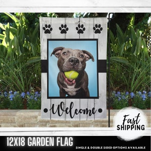 Garden Flag, Dog Welcome Flag, Man&#39;s best friend, beware of dog, custom dog gift, pet flag, doghouse flag, guard dog, 12x18, protected by