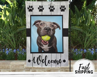 Custom Dog Garden Flag, Personalized Pet Welcome Decor (12x18)