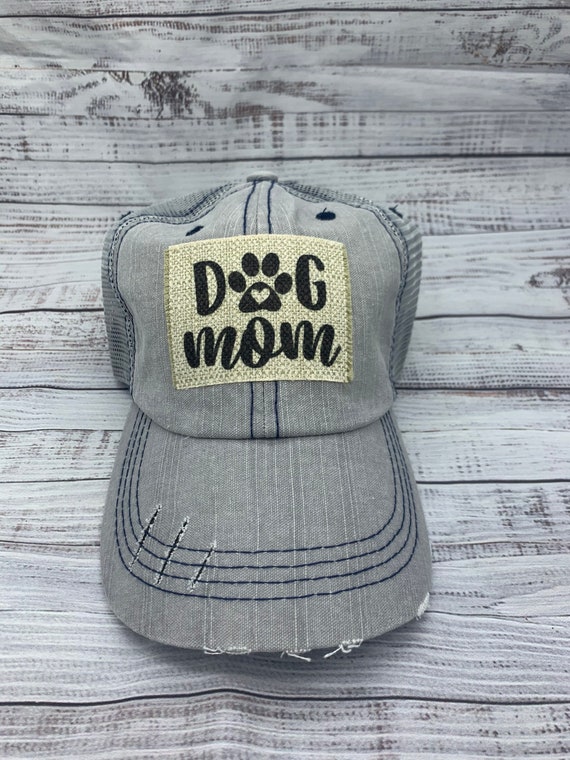 Dog Mom Hat, Raggy Patch hat, mom gear, trucker hat, patch hat, mom hat, pet, dog mom, High pony Hat