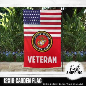 Marine Flag, Veteran, Marine Corps, Outdoor Flag, fallen solider, military service, Military flag, Memorial Day, 12x18 flag, Garden Flag