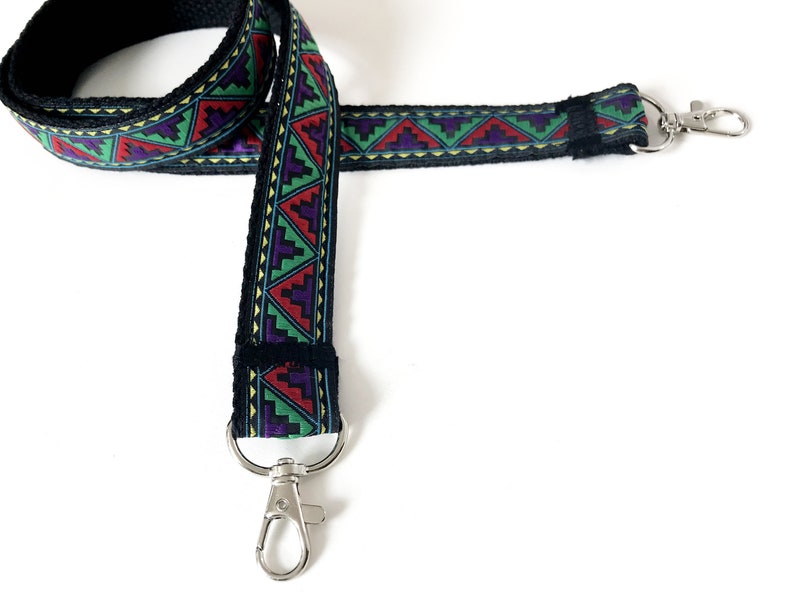 Purple Green Black Red Camera Strap In Dark Tribal print