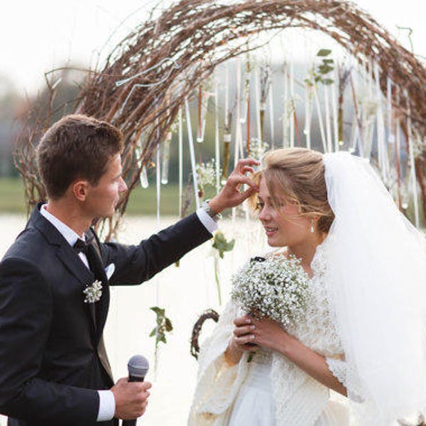 Led Lighted Curly Willow Wedding Arch  includes a Metal Arch