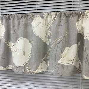 Calla Valances Calla Cafe curtains Kitchen Valance ivory brown taupe tan valance Curtain Valance Window Valance