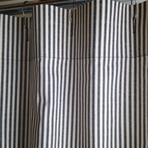Ticking stripe shower curtain Shower Curtain High-end designers Waverly Ticking stripe shower curtain Black beige extra long shower curtain
