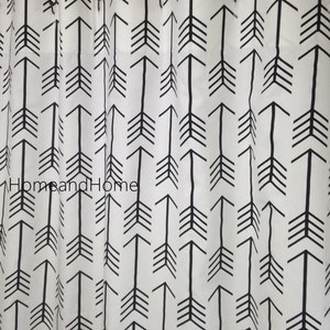 Custom fabric shower curtain designer fabric Arrow Black White 54 x 78 stall 72 x 84 long shower curtain 108 extra wide shower curtain