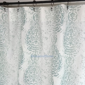 Shower Curtain Manchester Pale Aqua Snowy blue White 72x 84 108 fabric shower curtain long shower curtain extra wide shower curtain 72 x 96