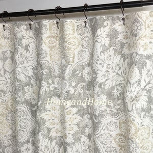One Gray shower curtain Farmhouse shower curtain extra long shower curtain extra wide shower curtain 72 x 84  96 108&quot; shower curtain