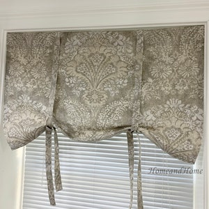 Tie Up Curtain. Taupe Tie Up Valance. Taupe Valance. Kitchen Valance. Tie Up Valance. Tie Up Shade. Designer Valance.