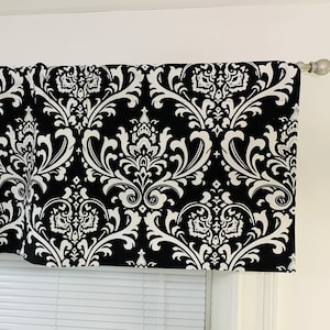 Black White Curtains. Buffalo Check Valance. Plaid Cafe curtains. Damask valance Arrow Valance Window Valance Window Treatments. Black White