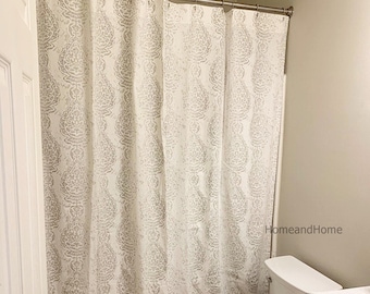 Gray Shower Curtain French Grey White 72 x84 108 long shower curtain Extra wide shower curtain, custom shower curtain, fabric shower curtain