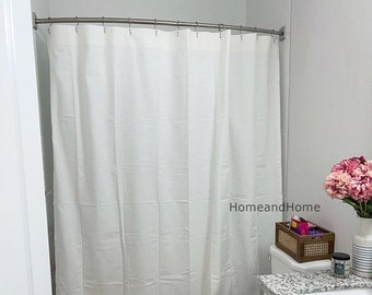 White Shower Curtain. White Cotton shower curtain. Slub Linen look Extra long shower curtain 72 x 84 108 Extra Wide shower curtain