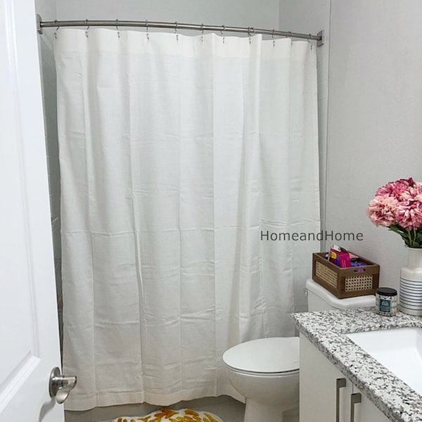 White Cotton Shower Curtain Etsy