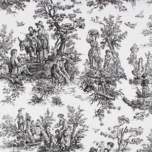 Large Toile Shower Curtain Custom shower curtain Colonial Toile Black White Pine 52x78 72x84 long shower curtain extra wide shower curtain