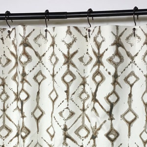 Custom Fabric Shower Curtain Tribal Brown Natural long shower curtain. shower curtain 72 x 84 108 extra wide shower curtain