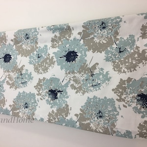 Valance 50&quot;x16&quot; Topper Window Valance Fairy Spa Blue Taupe grey White White Curtain Valance Topper designer Window treatment kitchen valance