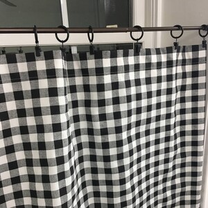 Pequeñas cortinas de tela escocesa de tela escocesa negra y blanca Cortinas de café de tela escocesa blanca gris francesa. Cortinas de café de cocina Cortinas de granja
