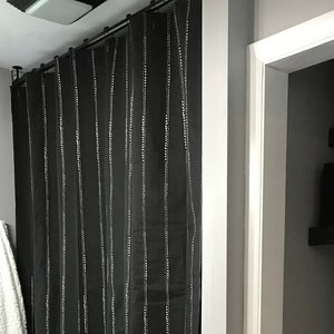 Shower curtain, long shower curtain Extra wide shower curtain custom shower curtain fabric shower curtain black white stripe 72 x 84 108