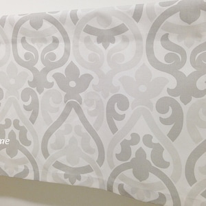 Valance 50&quot;x16&quot; Topper Window Valance Alex French Grey Navy Blue White Curtain Valance Topper designer Window treatment kitchen valance