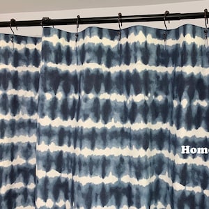 Shadow Tie Dyed Shower Curtain Navy blue fabric shower curtain long shower curtain extra wide shower curtain Narrow shower curtain Stall