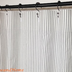 Striped Shower Curtain Black Sage Green Pine Green 72x84 72x96 long shower curtain Extra wide shower curtain narrow Pompeian Red farmhouse