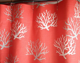 Coral shower curtain | Etsy Coral shower curtain | Etsy
