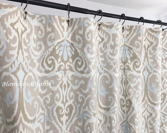 Navy Blue Pink Ikat Fabric Shower Curtain Custom Bath Etsy
