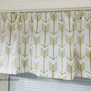 Valance 50 x 16 Arrow Grey White Gold Bittersweet Curtain Valance Topper Window Valance Window treatment kitchen valances Arrow valance