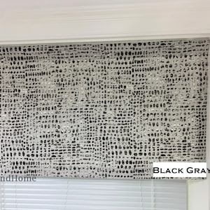 Modern Valance Blue gray Cafe curtains. Slub Canvas Linen Look Gray valance Black Gray Curtain Valance. Window Valance. Custom valances