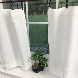 White Valance. White Cafe curtains. Slub Linen look Tiers Kitchen Curtain. Kitchen valance. Custom Window Valance window treatments