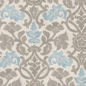 Faux Roman Shade Flat Roman Shade Valance Taupe Gray Sky Blue Fake Roman Shade Valance Waverly Floral Print Scrolls