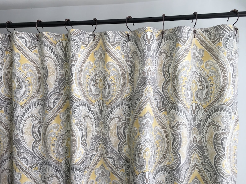 Shower Curtain Paisley Damask 72 X 84 96 108 Fabric Extra Long