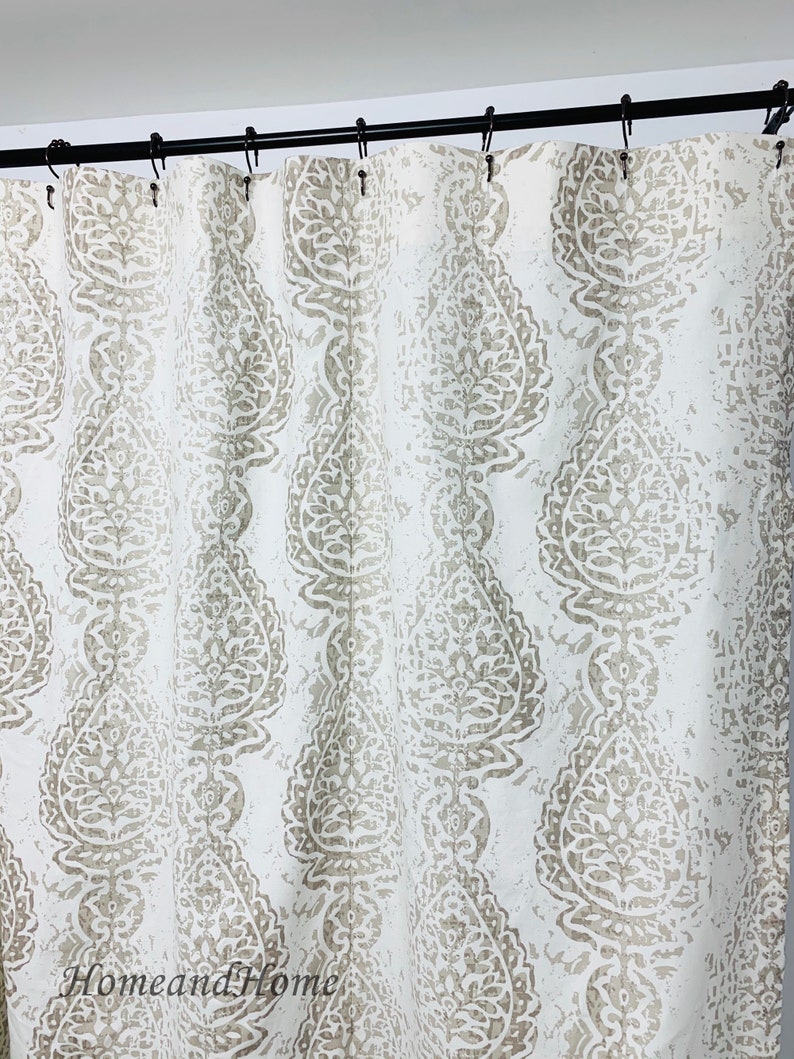 Taupe Shower curtain fabric shower curtain ecru white 72 x 84 Etsy