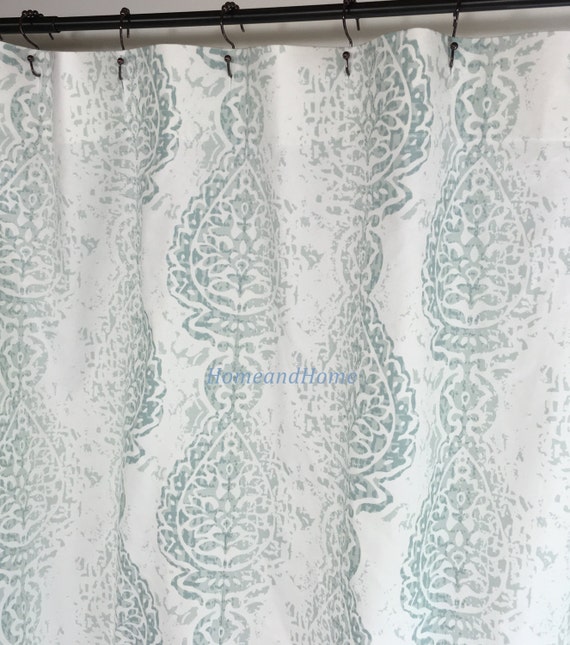 Shower Curtain Manchester Pale Aqua Snowy White 72x 84 108 Etsy
