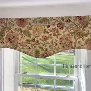 Waverly Scalloped Valance Floral Curtain Valance Window Valance Kitchen Valance curtains window treatments valances Jacobean valances