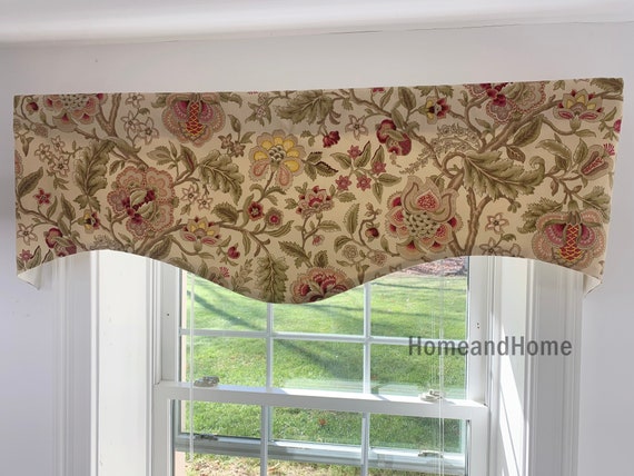 Waverly Scalloped Valance Floral Curtain Valance Window Valance Kitchen  Valance curtains window treatments valances Jacobean valances