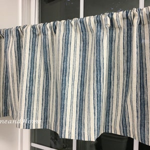 Farmhouse Valances Cafe curtains farmhouse Decor Kitchen Valance navy blue muted blues valance Curtain LINED 50 x 16.