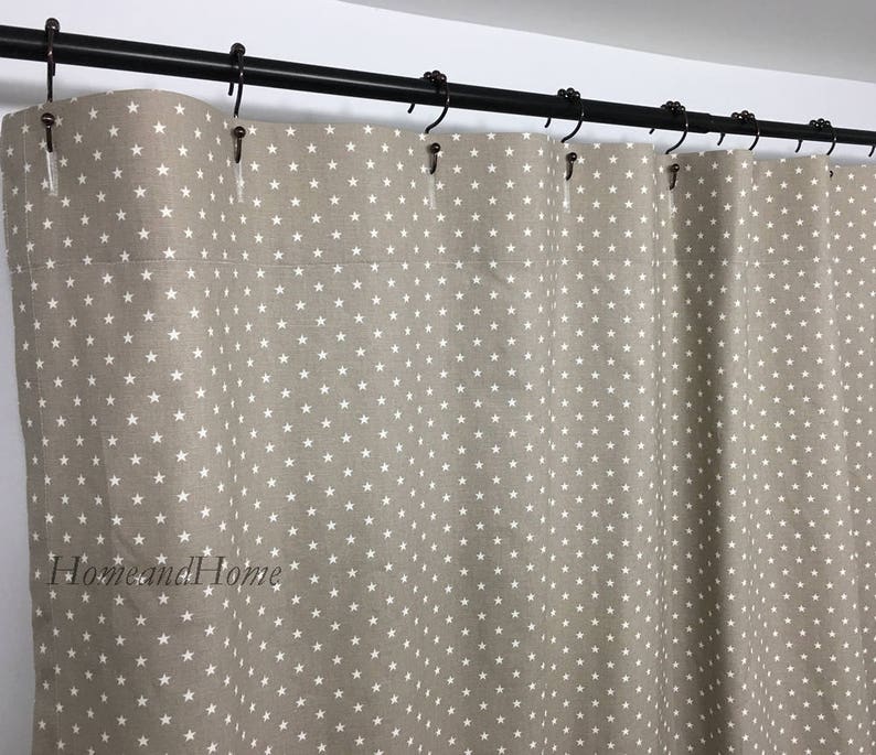 Shower Curtain Mini Star Ecru White 72 X 84 96 108 Custom Image 0