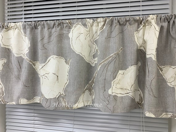 Calla Valances Calla Cafe Curtains Kitchen Valance Ivory Brown Etsy