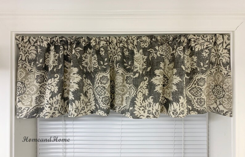Grey Valance Kitchen Valance Unlined or Lined Kitchen Custom Etsy