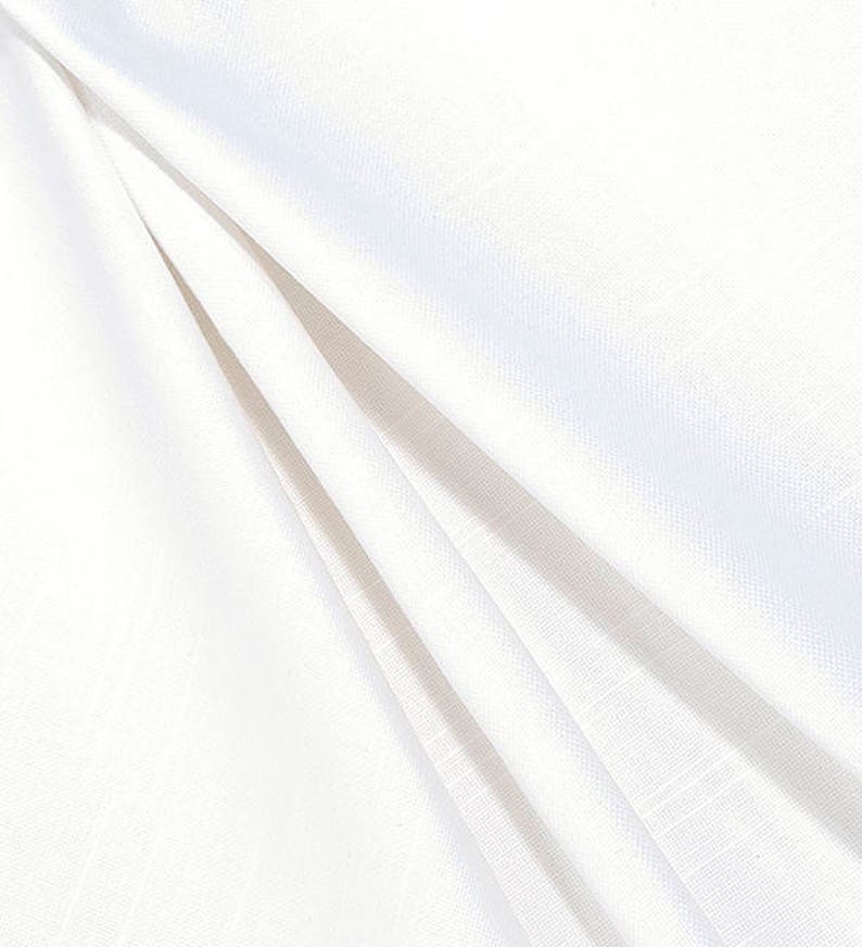 White Shower Curtain Cotton Slub Linen Image 0