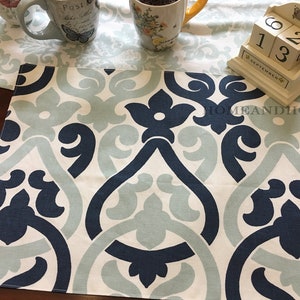One 13 x 18 lined Placemats. Blue placemats. Beach house Navy blue placemats. light blue placemats. Decorative Table Top Placemats
